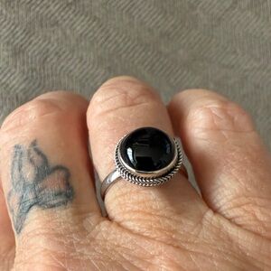 Sterling Silver Simple Black Onyx Ring - NEW!